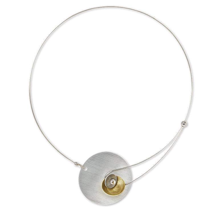 SOLSTICE Best Selling Elegant Small Angular Metal Necklace from the SCULPTURAL Collection with Simulated Pearl or Jade option