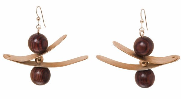 OLIVIA Zig Zag Metal and Sustainably Harvested Wood Earrings