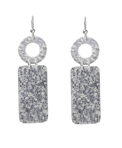 SWAY Everyday Disc and Rectangle Metal Dangle Earrings from the SCULPTURAL Collection