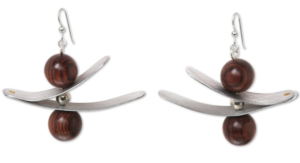 OLIVIA Zig Zag Metal and Sustainably Harvested Wood Earrings