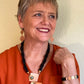 BLAZE Deep Purple Czech Glass Hand-Sewn Front Closure Necklace with Copper & Brass from the BEADED  Collection
