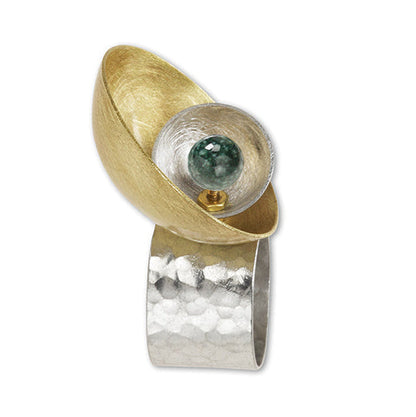 SCHEMA | BARK Tall 3D Sculptural Ring with Jade