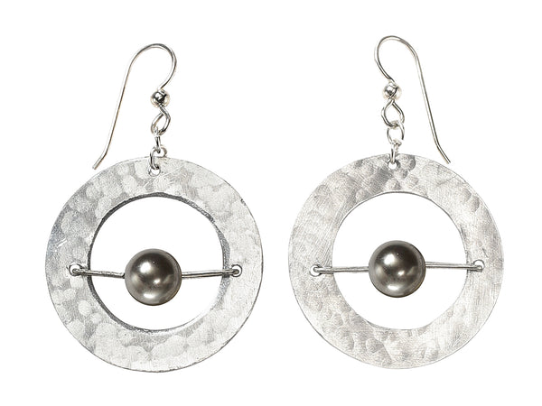 AXIS SMALL Contemporary Every Day Dangle Earrings with Suspended Stone from the SCULPTURAL Collection