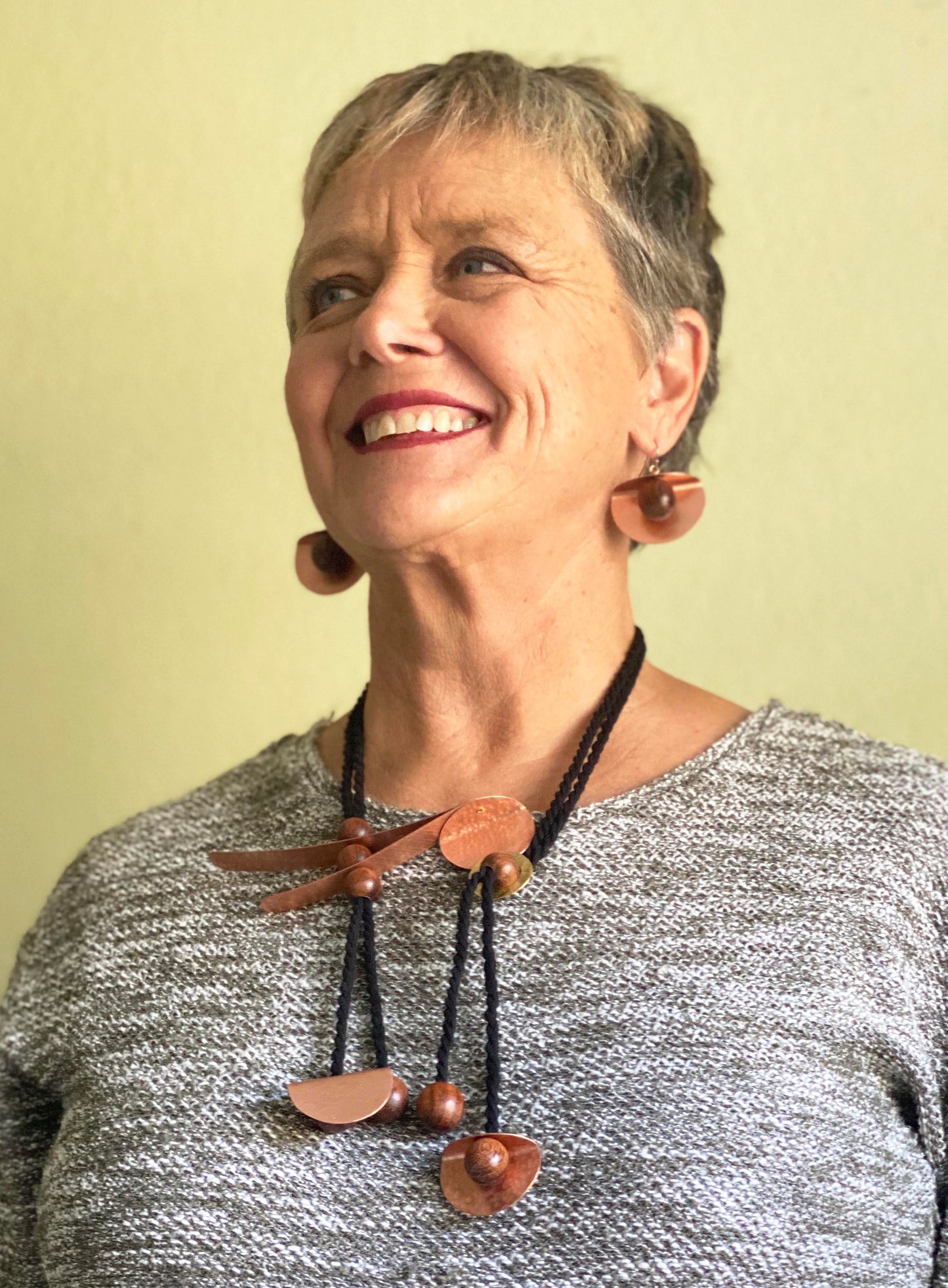 EDITA Folded Metal and Sustainably Harvested Wood Earrings
