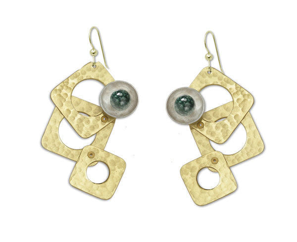 GROW LONG 3 Piece Angular Dangle Earrings with metal and bead options from the SCULPTURAL Collection