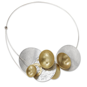 SKY Wow Factor Mixed Metal Structrual Statement Necklace with Front Closure from the SCULPTURE Collection
