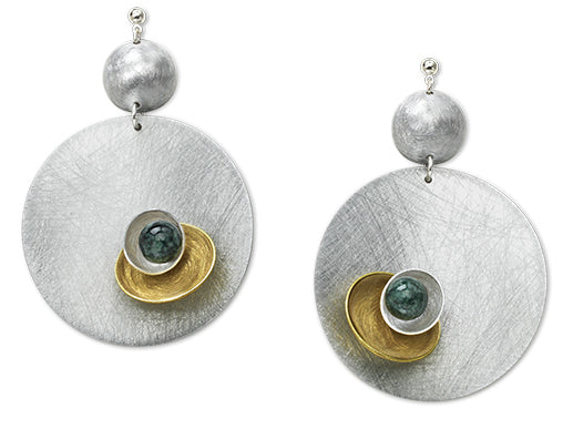 BLOSSOM Large Silvertone Light Weight Statement Earrings with accent bead options from the SCULPTURAL Collection