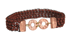 Beaded Brac 1/2" Brown bds w/2 Cpr Circles