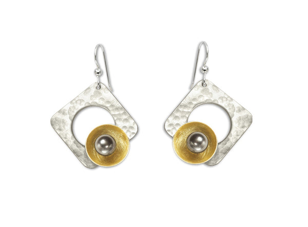 GROW Super Popular Small Angular Dangle Earrings with metal and bead options from the SCULPTURAL Collection