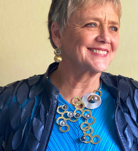 SCHEMA | RIVER Centerpiece Focal Statement Necklace with Jade